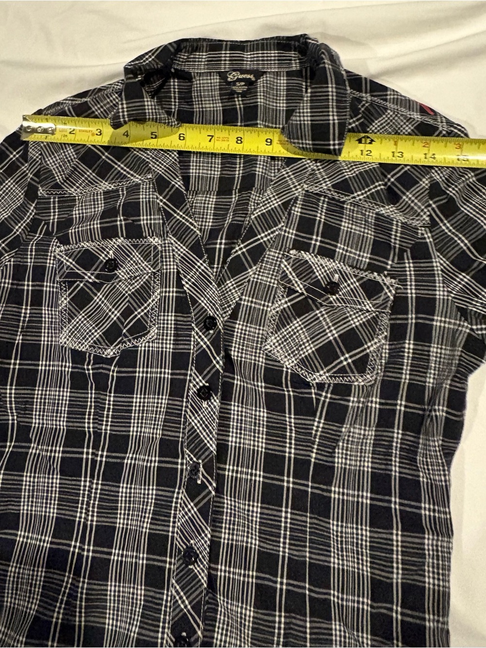 Guess Women’s Black Plaid Long Sleeve Button Down Size:Small - Picture 3 of 7
